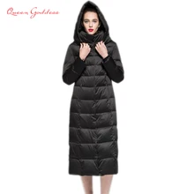 Список, уменьшающая зимнюю мороз, улучшит ваше очарование, 90% белый утиный пух, Длинная женская куртка, много размеров на выбор, парки с капюшоном