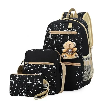 YK-Leik Модный женский рюкзак в горошек, высококачественные холщовые рюкзаки для девочек-подростков, школьный рюкзак, школьные сумки, mochila - Цвет: black