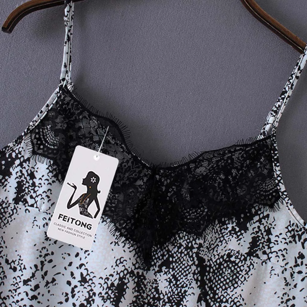 Feitong Cami Top летняя модная женская майка с v-образным вырезом и шнуровкой, со змеиным принтом, топ, вечерние футболки, летняя Дамская комбинация