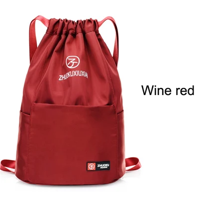 Женские нейлоновые рюкзаки для девочек-подростков, маленькие школьные сумки на плечо с завязками для подростков, однотонные школьные рюкзаки - Цвет: Wine red
