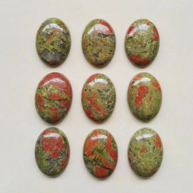 

Wholesale 25mmx18mm Natural unakite stone Oval CAB CABOCHON (green flower) stone beads teardrop Free shipping 12pcs/lot