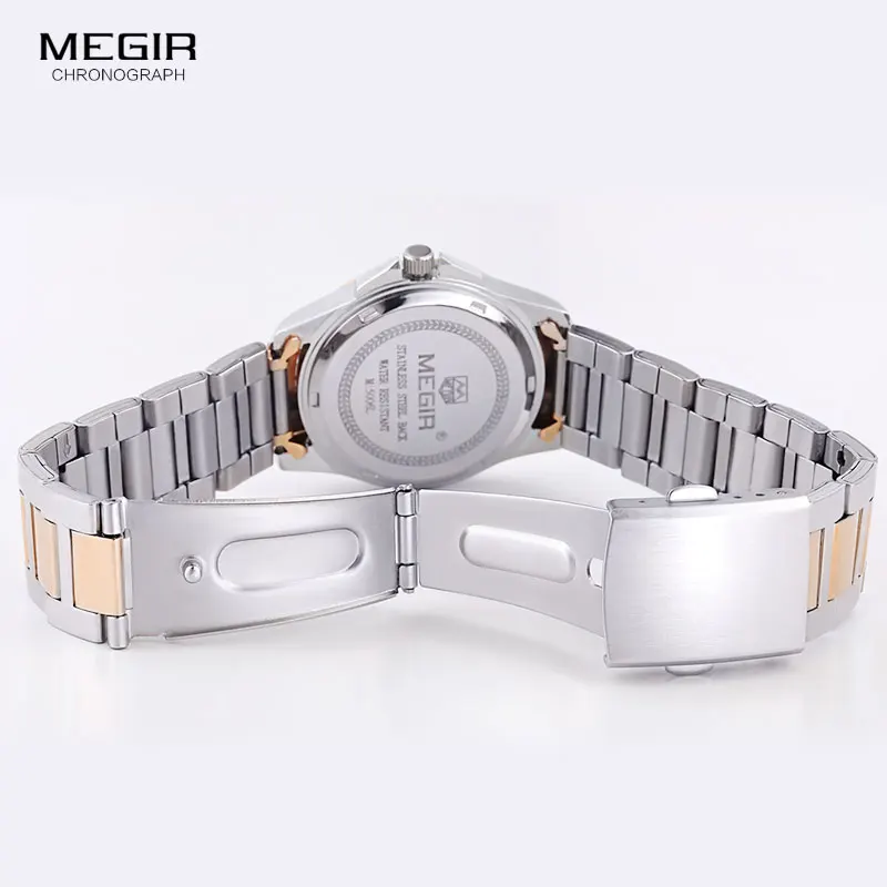 Megir Простые Стальные кварцевые наручные часы для женщин минимализм аналоговые часы для женщин часы час Водонепроницаемый Relogios 5006L-7N0