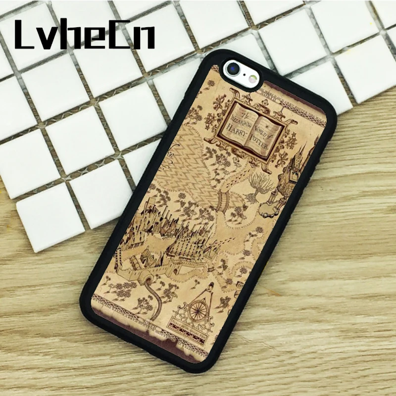 LvheCn ТПУ чехлы для телефонов iPhone 6 6S 7 8 Plus X 5 5S 5C SE 4 4S ipod touch 4 5 6 Чехол Гарри Поттер книга карта черный