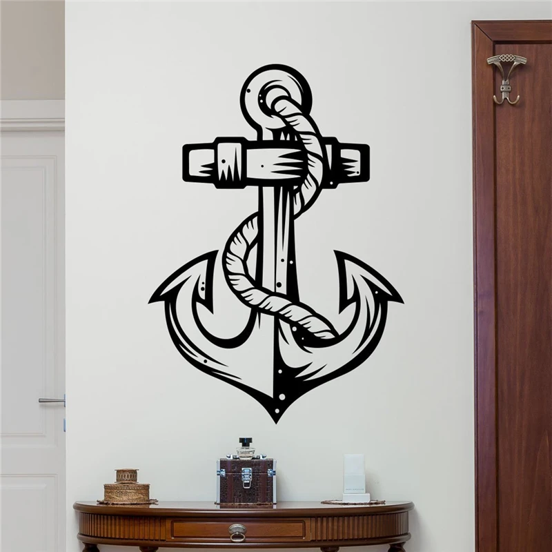 Home Decoration Accessories Anchor Wall Decal Sea Ocean Vinyl Sticker Marine Nautical Bathroom