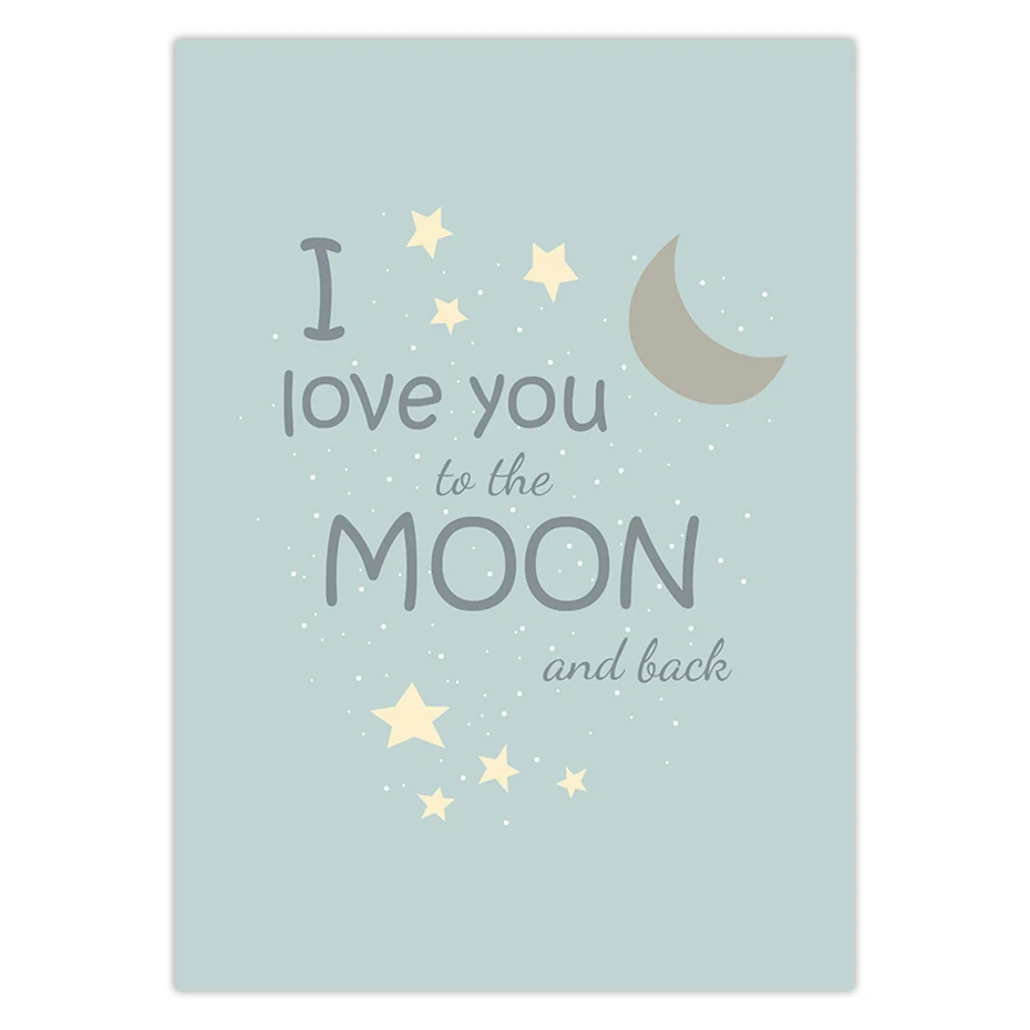 Белый медведь птица слон I Love You to the Moon and Back Детский Настенный художественный плакат детская комната холст печать детский Декор стены - Цвет: Picture 2