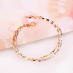 Многоцветные 18 K золотой браслет для женщин четырехлистный клевер 18 K Многоцветный белый желтый розовый браслет модные ювелирные украшения