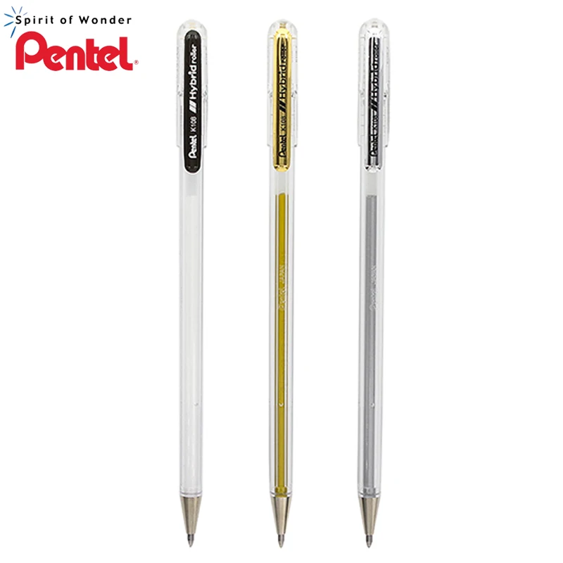 3 шт. Pentel K108 металлическая гелевая ручка подпись ручка копия золотая ручка маркер для выделения текста поздравительная открытка украшение