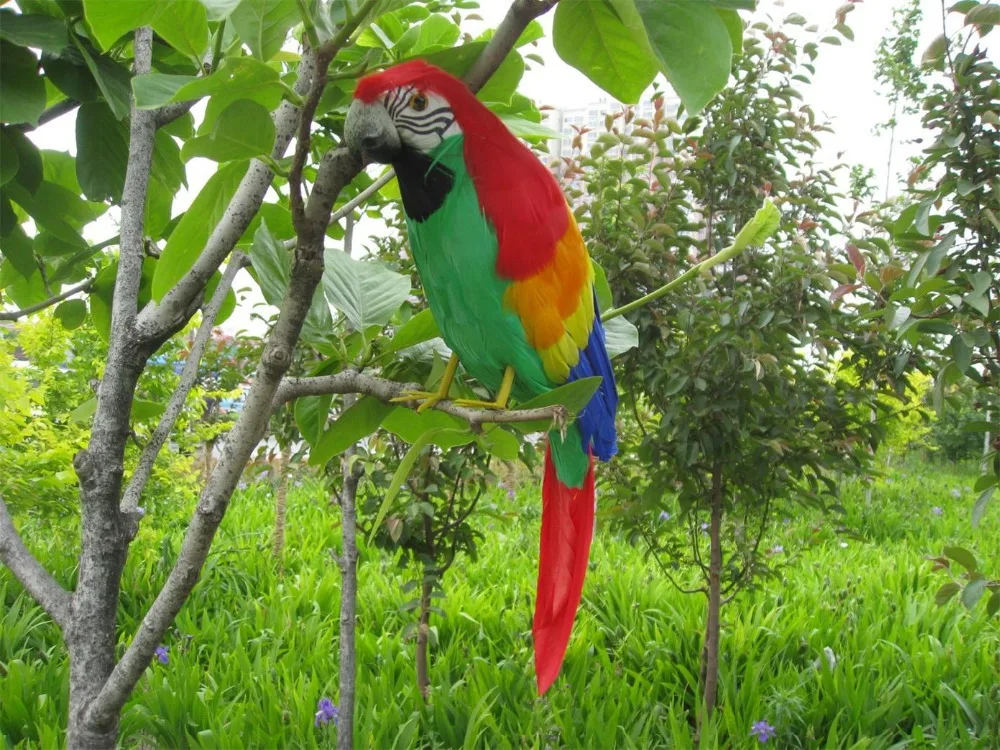 

large 40cm green&red coloured feathers parrot model,artificial bird polyethylene&feathers handicraft,home decoration gift a1990