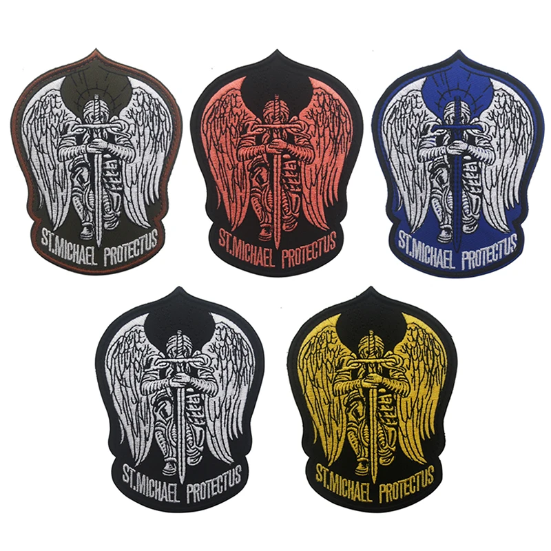 

St. Michael'S Protection Force Morale Embroidery Badge Samurai Sword Military Uniform Tactical Decal Backing Intimate Accessorie