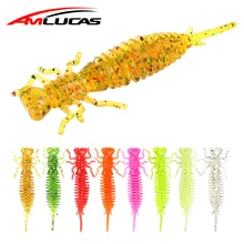Amlucas larva iscas macias 40mm 50mm wobblers isca de pesca aritificial silicone pesca worm bass pique minnow jigging isca ww1216