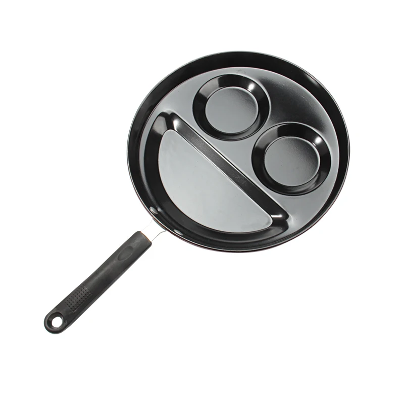 10'' 3 in 1 Nonstick Iron Round Eggs Pancake Frying Pan Smile Face