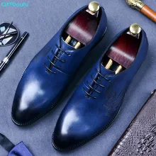 New Brand Top Quality Men Pointed Toe Shoes Genuine Leather Luxury Mens Fashion Dress Shoes Lace Up Blue Wedding Shoes New Brand Top Quality Men Pointed Toe Shoes Genuine Leather Luxury Mens Fashion Dress Shoes Lace Up Blue Wedding Shoes