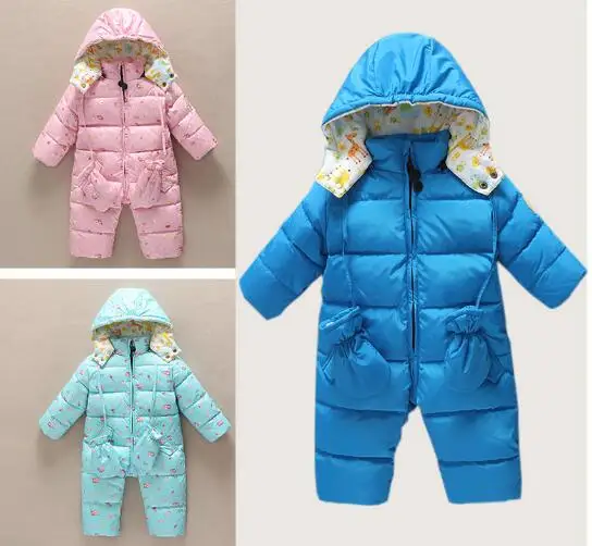

Newborn baby Romper Duck Down infant snowsuit hooded boys girls Jumpsuit overalls kids Winter romper clothes
