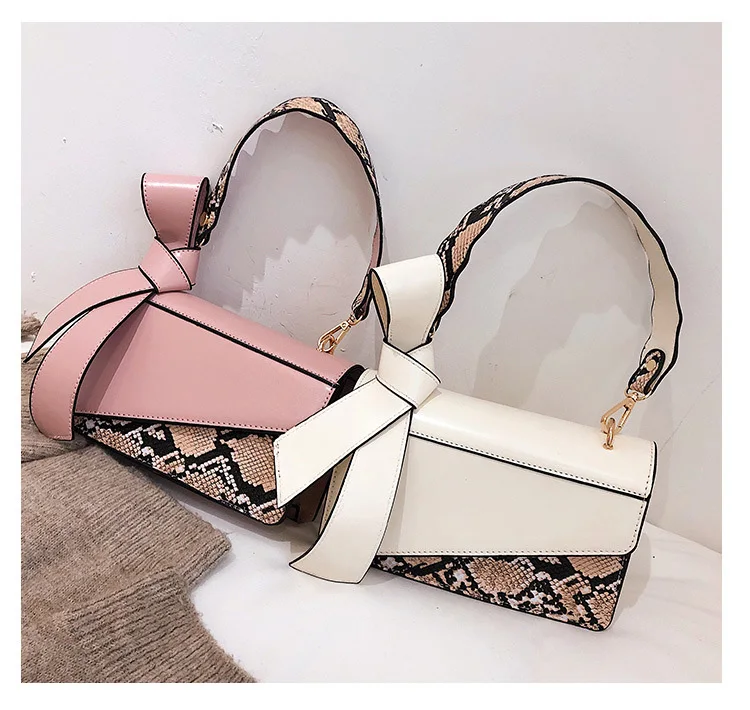 Women's mini Snake Print Leather Bow Shoulder Bag Famous Brand Designer handbags High Quality White Camel Crossbody Tote Clutch (3)