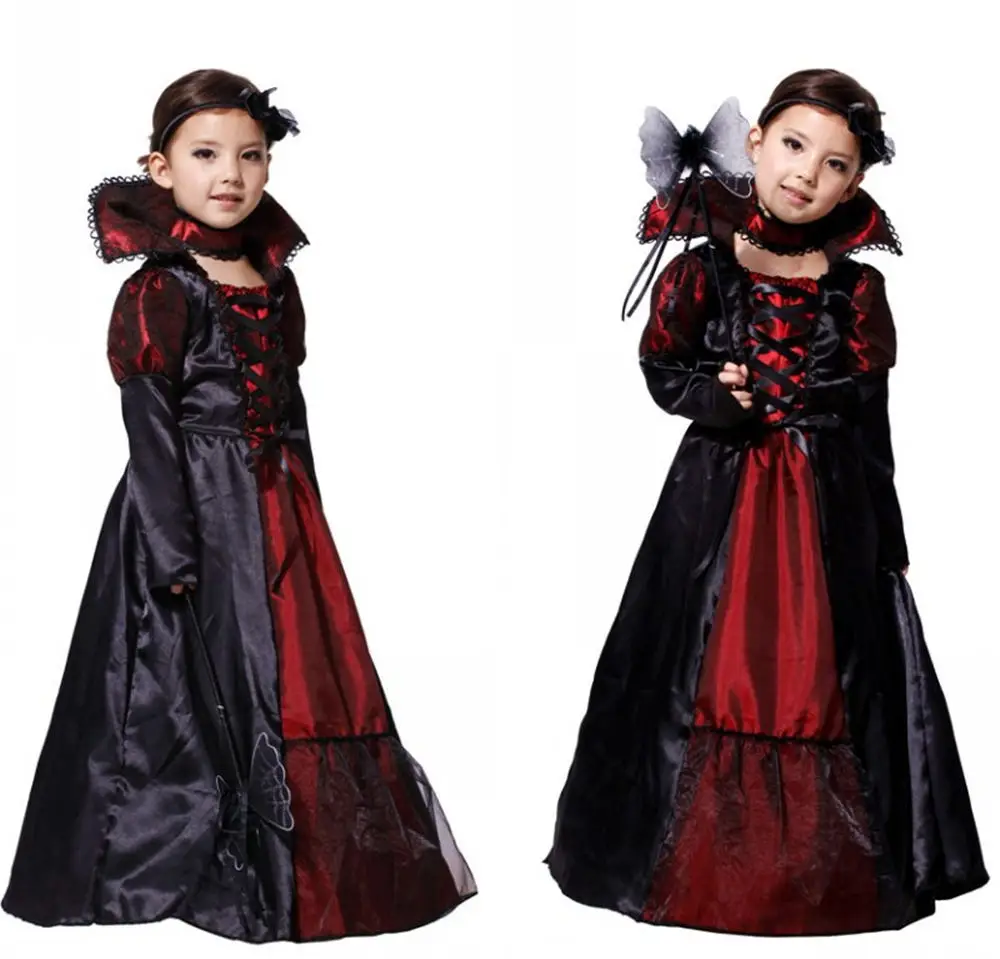 

Children Girls Princess Vampire Costumes Children's Day Halloween Costume for Kids Long Dress Carnival Party Cosplay