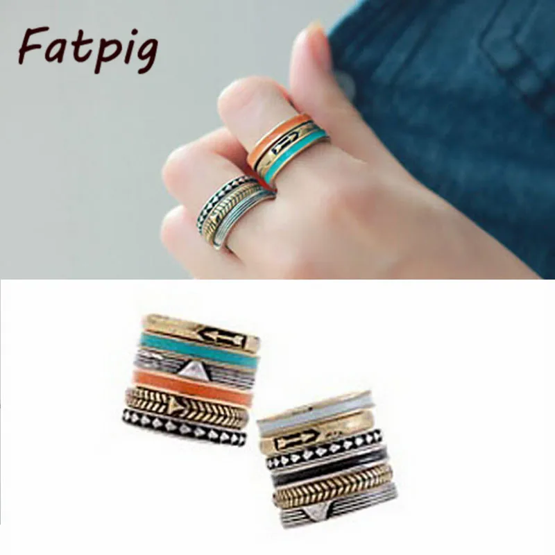 

New 6PCS/Set Gold Arrow Stack Plain Cute Above Knuckle Ring Band Midi Rings Set