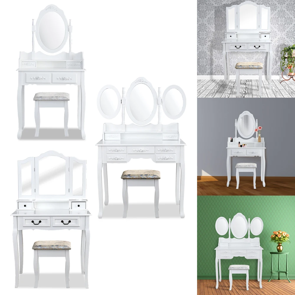 Dresser Make up Desk solid wood Dressers Dressing table dormitorio Tocador coiffeuse 1/3 Mirror 4/7 Drawers with Stool Dresser Make up Desk solid wood Dressers Dressing table dormitorio Tocador coiffeuse 1/3 Mirror 4/7 Drawers with Stool