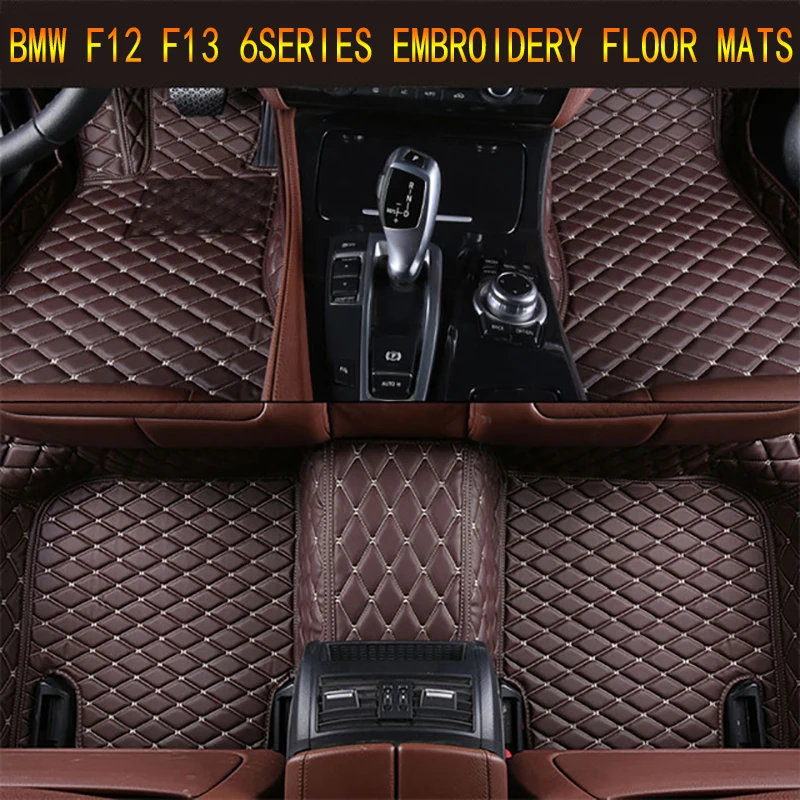 

Floor Mats For BMW F12 F13 640I 650I 2011-2017 Foot Carpets pad mat Step Embroidery Leather Car Interior Mats heavy duty carpet