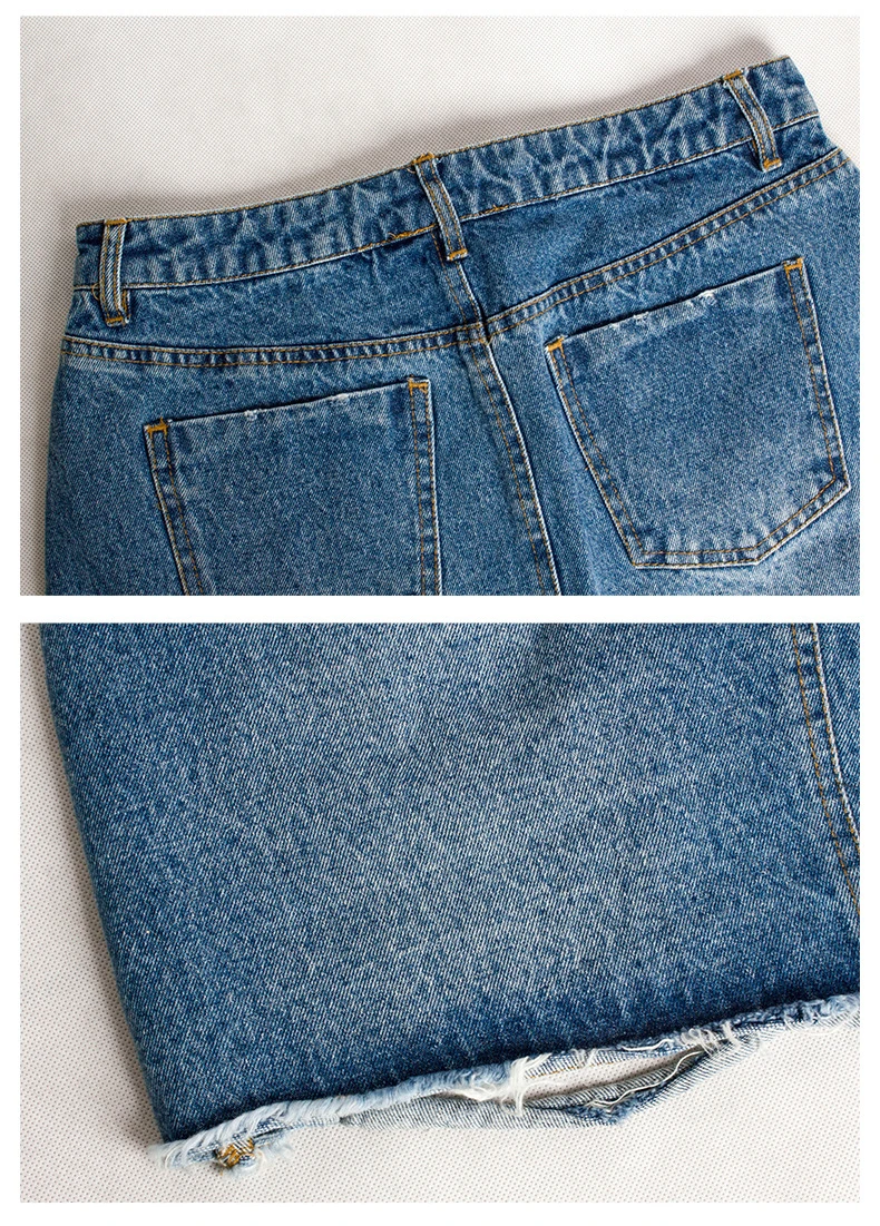 New pearl high waist sexy bag buttock skirt torn denim skirt (8)