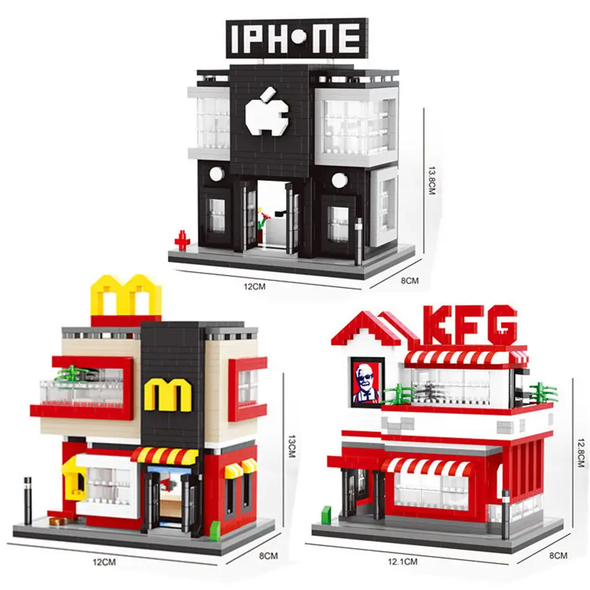 balody Store Model Mini McDonalds Street View Apple shop diamond building block toys for children gifts #16095-16097 | Игрушки и хобби