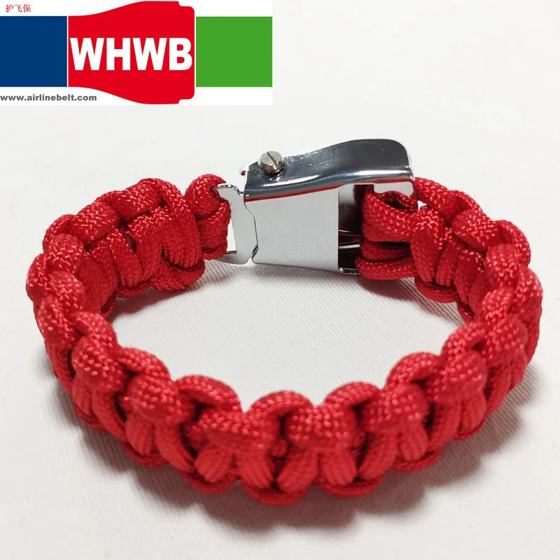 AIRBUS BEOING white aircraft airplane airline safety belt buckle red rope Characteristic knitting bracelet /hand chain/Paracord