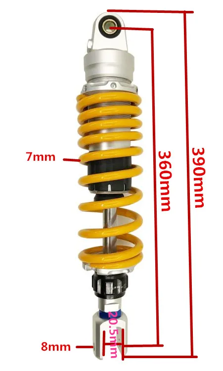 305 мм 320 мм 330 мм 340 мм 350 мм 360 мм регулируемый азотный мотоциклетный амортизатор 8 мм пружина для honda YAMAHA SUSZKUI KAWASAKI