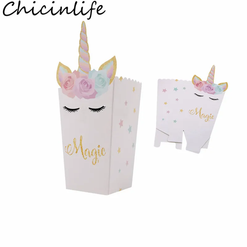 Chicinlife 6 шт. Единорог для вечеринки попкорн подарочные коробки детского душа