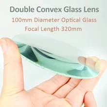 1 шт. 100 мм диаметр оптического стекла фокусное расстояние 320 мм двойная выпуклая стеклянная линза для DIY проектора