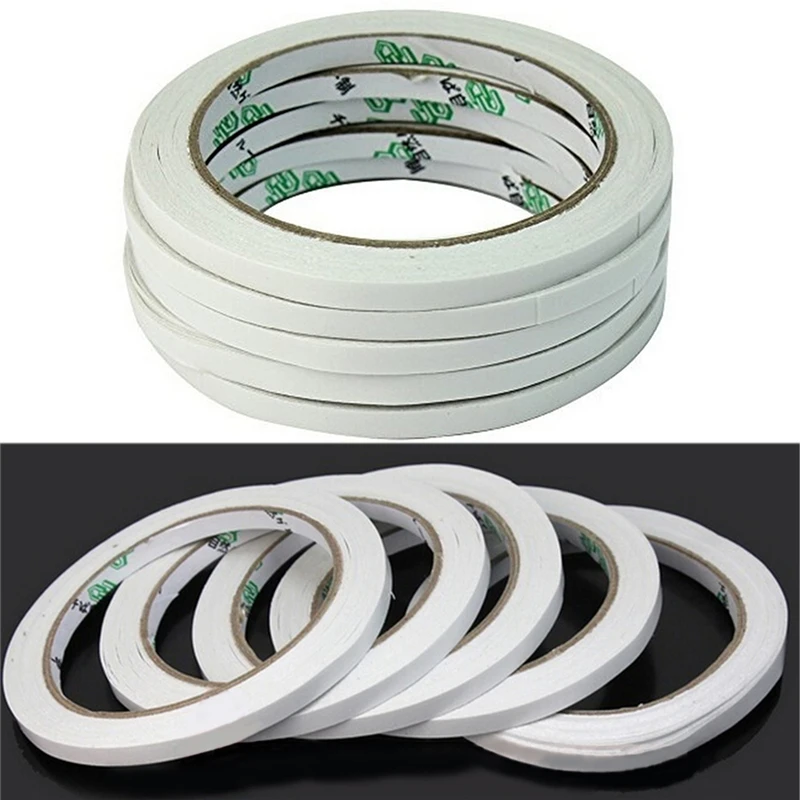 One Or 10 Rolls 6mm*18m White Double Sided Adhesive Tape Sticker Gel Adhesive Double Sided Tape Office School Supplies