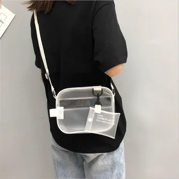 

Summer Newest PVC Jelly Shoulder Bag 2 In 1 Women Zipper Bags Designer Female White Transparent Messenger Handbag bolso mujer