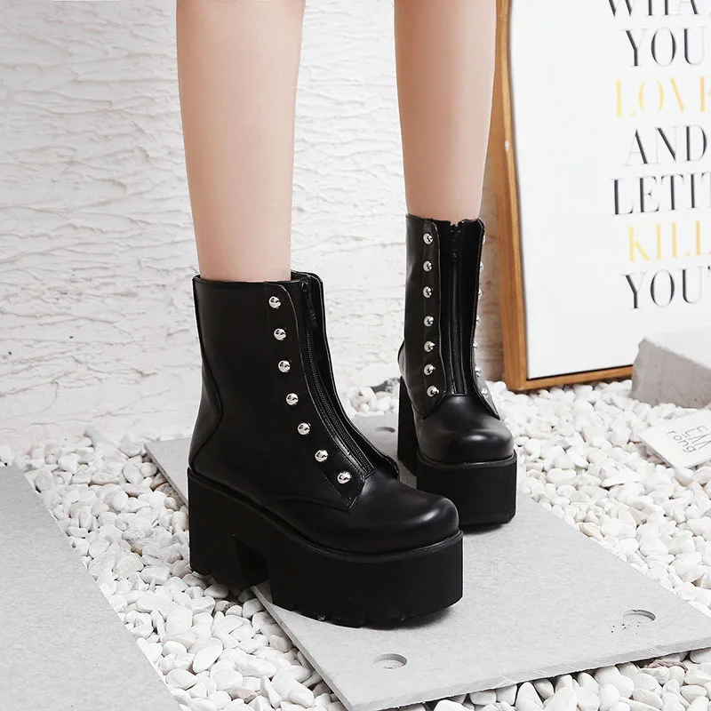 

Karinluna new hot sale big size 46 thick platform cool cosplay women ankle boots Shoes popular High Heels Woman boots