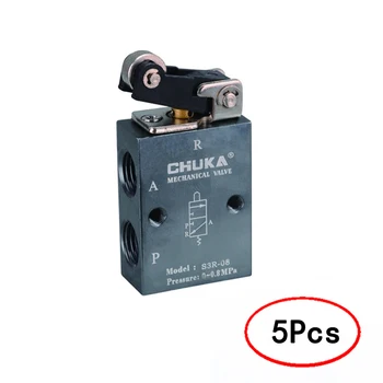 

5Pcs PT 1/8" 1/4" S3R Series Double Roll Pneumatic Mechanical Valve S3R-M5 S3R-06 S3R-08 Air Vavle S3R 06 M5 08