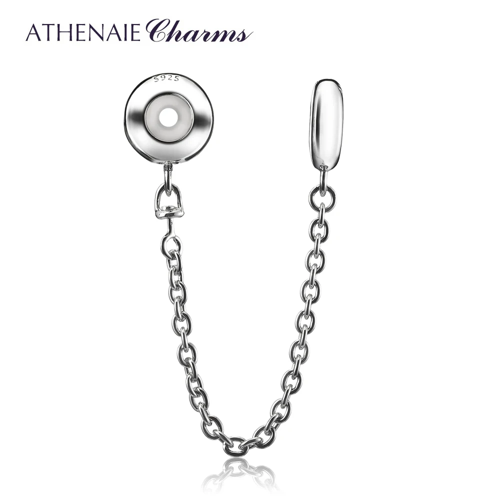 ATHENAIE, 925 пробы, серебряное кольцо, цепь безопасности, Оригинальные европейские очаровательные бусины, подходит для маленького размера