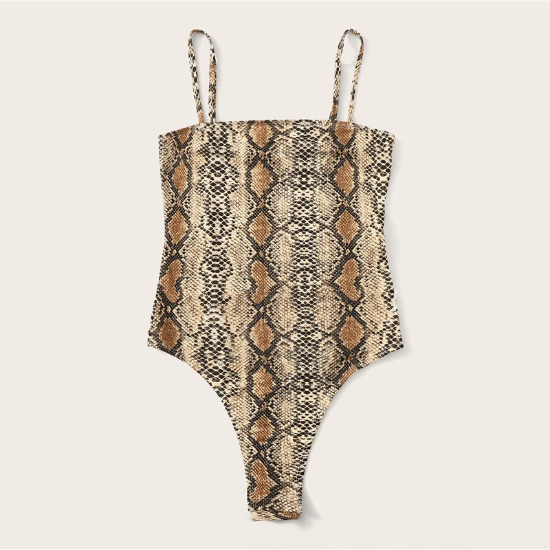 Women's Snake Skin Print Cami Bodysuit 9