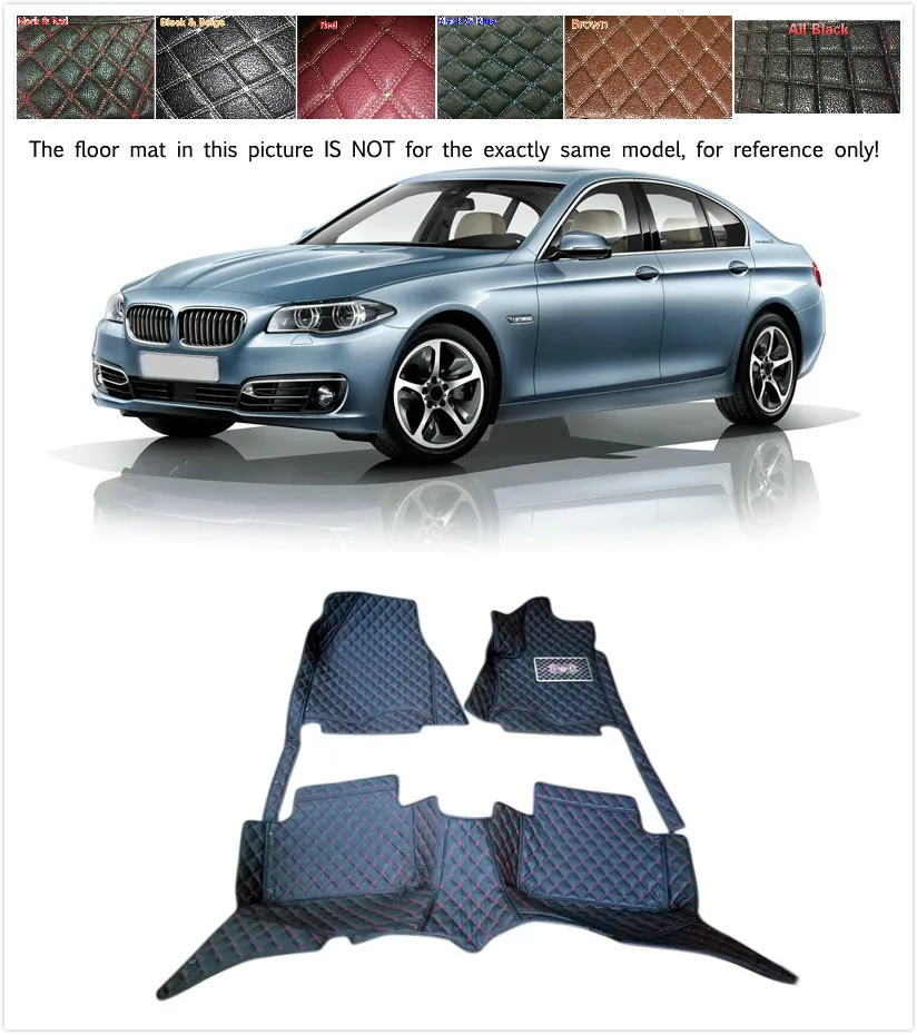 

Customs 5 Seats 1 Set Car Floor Mat Leather Waterproof Front & Rear Floor Mats Carpets Pads for BMW 5 Series F10 2014 2015 2016