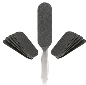 

by dhl or ems 100sets Double-sided Pedicure Foot File +10Pcs Sanding Paper Rasp Dead Skin Remover Stainless Steel Handle 2018