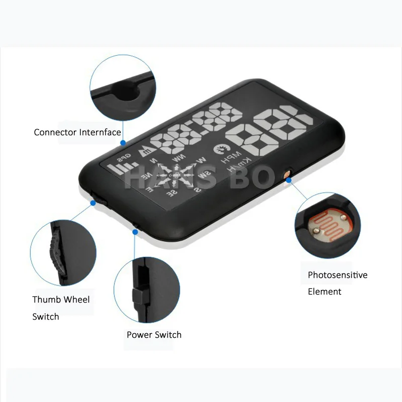 5.5 Дюймов EM03A Авто Автомобилей HUD Head Up Display GPS КМ/ч & MPH Превышение Скорости