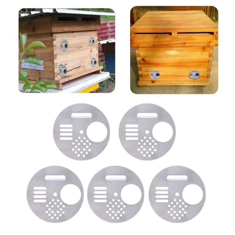 

5pcs Beehive Stainless Steel Round Beekeeping Tools Beekeeper Apiculture Bee Cages Beehive Nest Door Vent Beekeeping Equipment