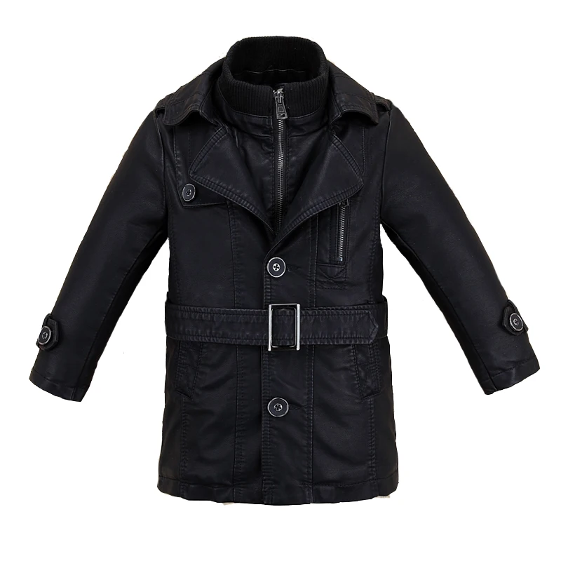 Long Version Big Boys Leather Jacket Fleece Thicken Kids Children's Coat Clothes Long Version Big Boys Leather Jacket Fleece Thicken Kids Children's Coat Clothes