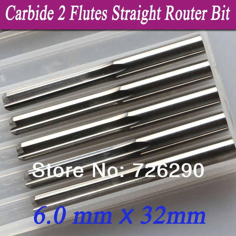 

5pcs 6.0*32mm 2 Flutes Straight Milling Cutter Wood Cutter CNC Solid Carbide Router Bits Set Milling Burs