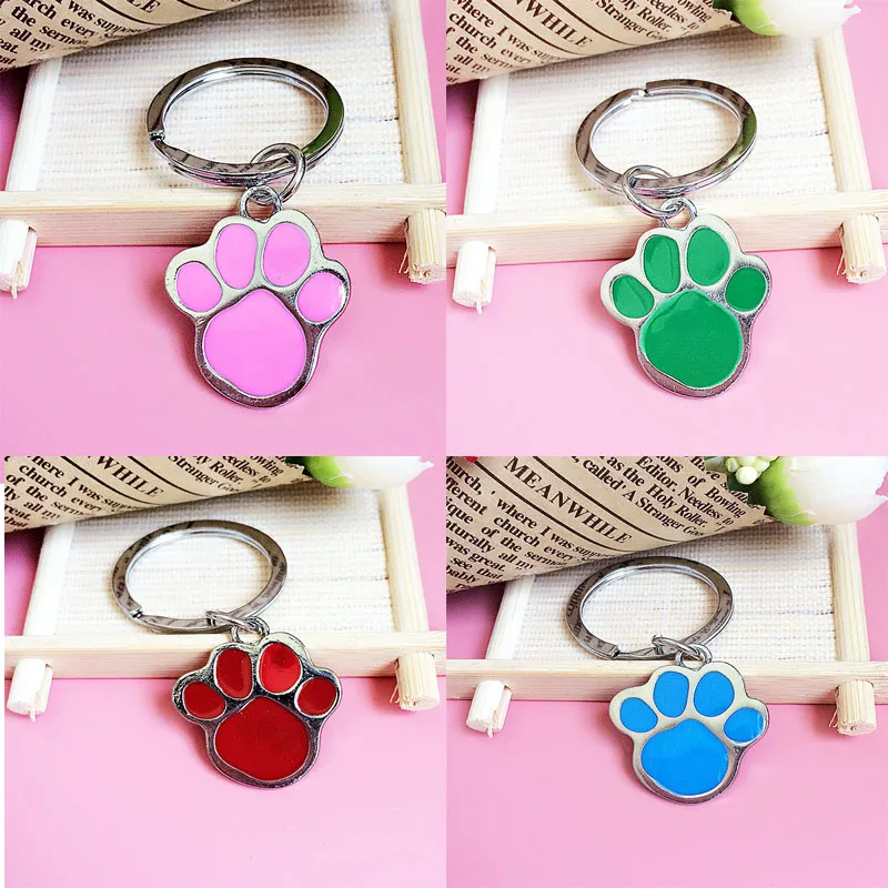 Flyingforest Cat And Dog Feet Pendant Car Keychains Key Pendants Best Friend Gift Pet Ring DIY Women Accessories | Украшения и