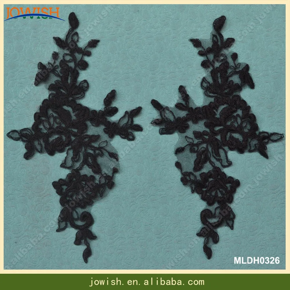 

10pcs Floral black Embroidery Lace Fabric Corded Patches Applique Lace Motifs Venice Sewing Accessories for Dress