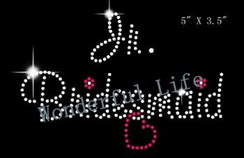 

Free shipping JR. BRIDESMAID HEART Rhinestone iron on heat transfer bridal bachelorette party