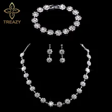 TREAZY Silver Plated Crystal Diamante Rhinestone Wedding Choker Necklace/Earrings/Bracelet Set for Women Bridal Jewelry Set