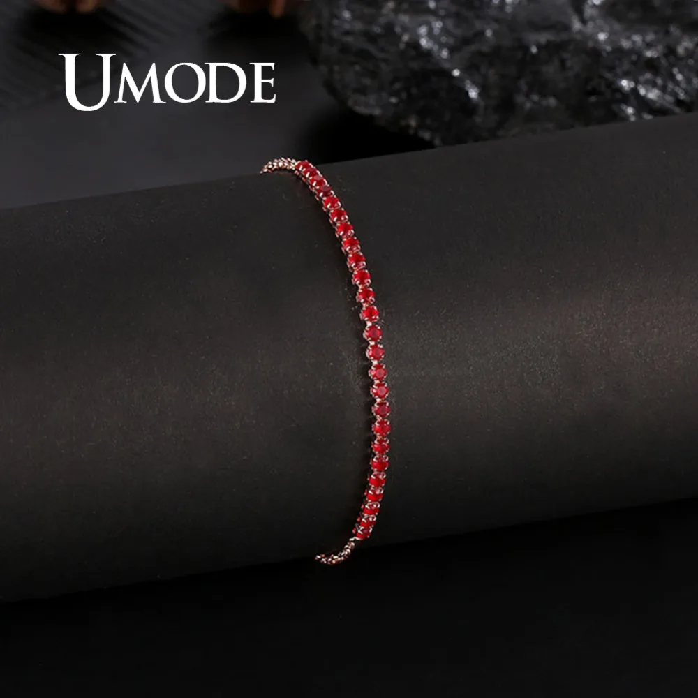 Женский теннисный браслет UMODE 6 цветов цепочка из циркония цвета розового золота