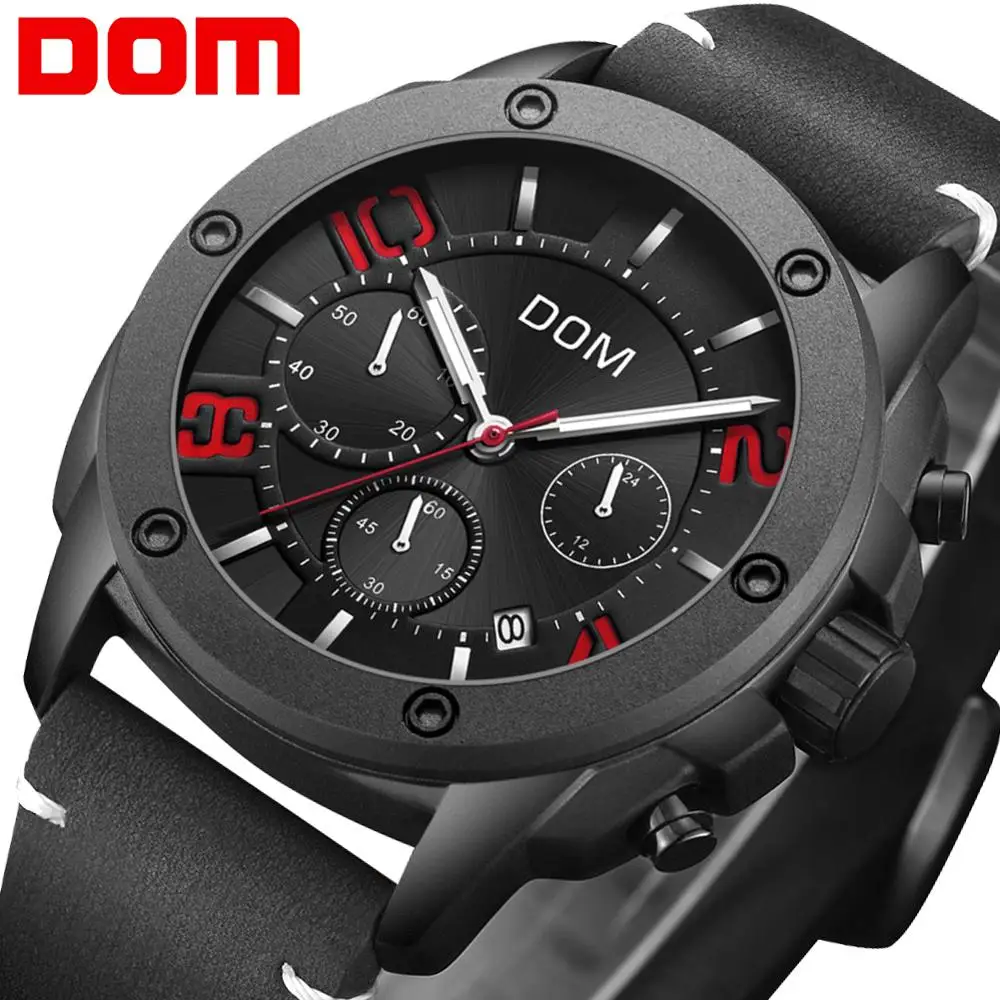 

DOM Luxury Brand Watches Men Sports Watch Waterproof Luminous Quartz Men Military Wristwatch Clock Reloj Homrbre M-1229BL-1M4
