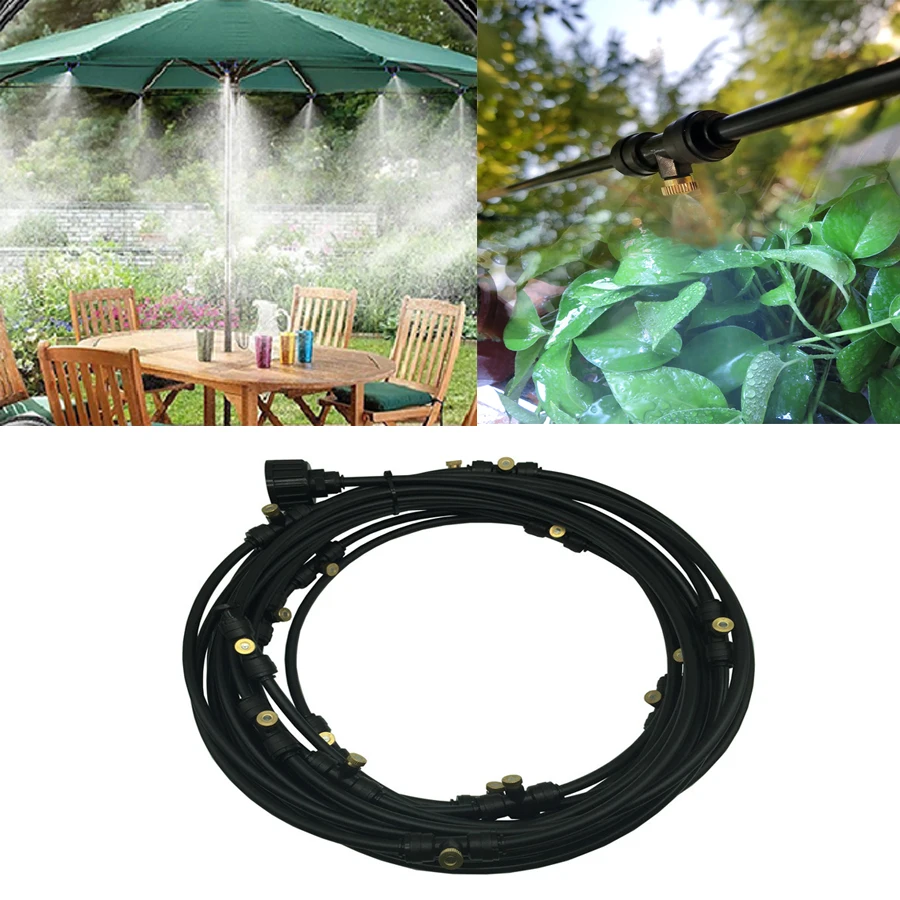 

Outdoor Misting Cooling System Kit for Greenhouse Garden Patio Waterring Irrigation Mister Line 6M-18M System