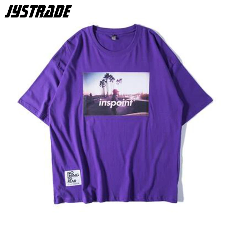Мужская длинная футболка, платье, летняя хлопковая футболка с коротким рукавом, парная одежда, Графические Топы размера плюс, футболки в стиле хип-хоп, уличная одежда - Цвет: Purple