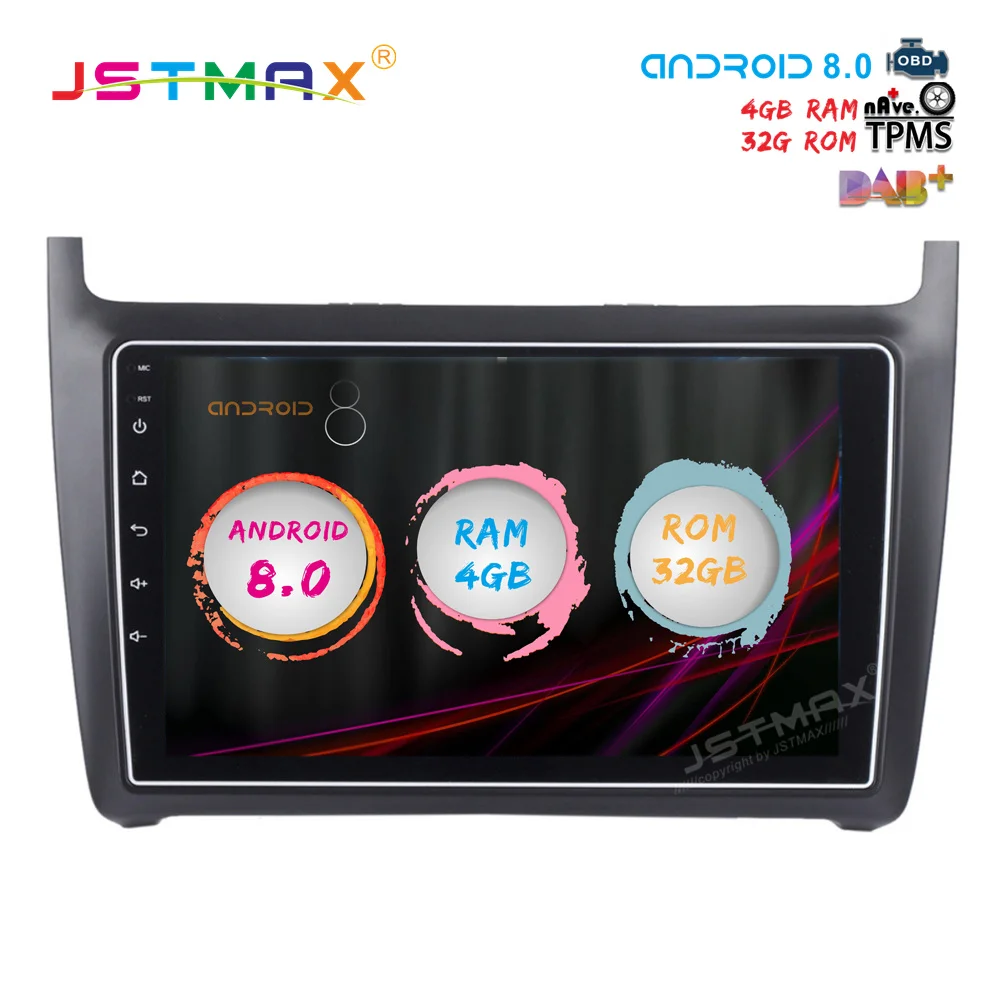Excellent JSTMAX 10.2" Android 8.0 car dvd radio player for  VW New Polo 2012 2013 - 2016 gps navi Octa Core 4GB 32GB Auto Stereo(NO dvd) 0