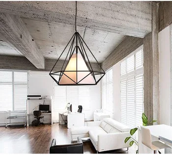 

E27 Bulb+Modern Art Iron Diamond Pendant Lights Birdcage Ceiling Pendant lamps Home Decorative Light Fixture Creative Restaurant